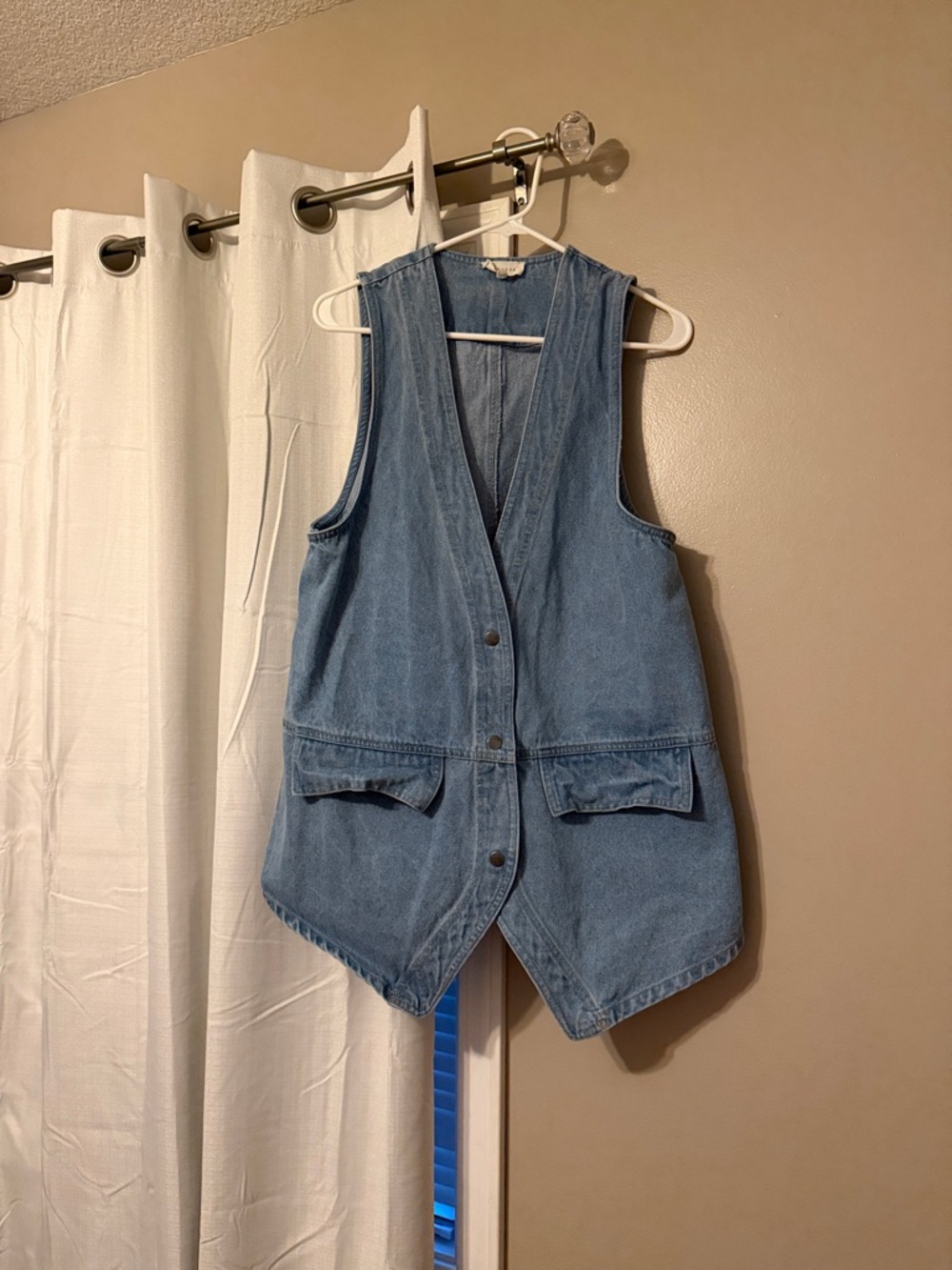 Classic Denim Button-Front Vest in Light Blue